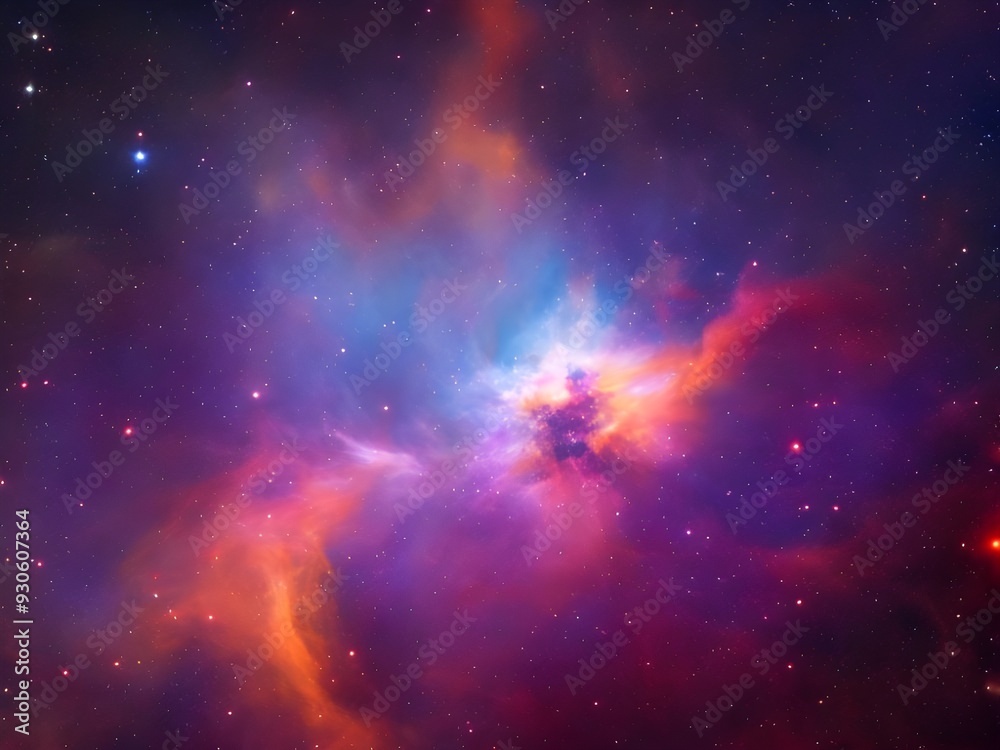 Vibrant Cosmic Nebula with Colorful Light Beams and Starry Background in Deep Space
Vibrant Cosmic Nebula with Colorful Light Beams and Starry Background in Deep Space