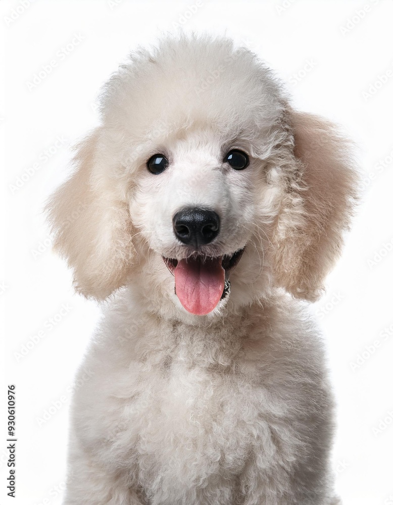 笑顔のスタンダード・プードルの子犬のポートレート(Portrait of a smiling Standard Poodle puppy on white background)
笑顔のスタンダード・プードルの子犬のポートレート(Portrait of a smiling Standard Poodle puppy on white background)