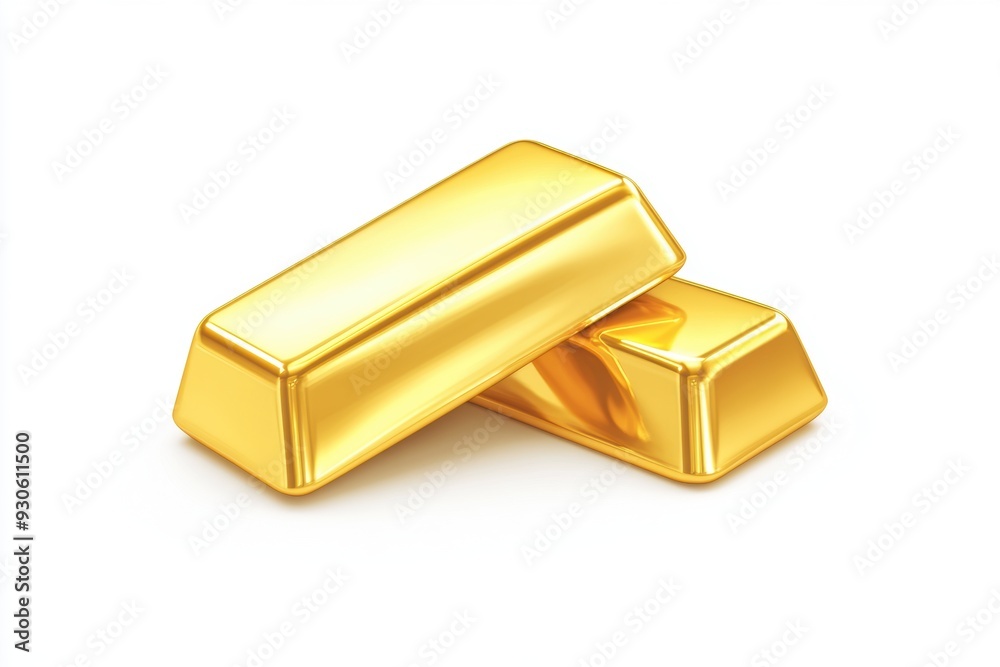 Shiny gold bars on white background reflecting wealth Shiny gold bars on white background reflecting wealth