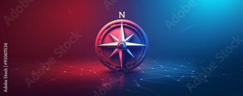 Bold vector icon of a compass needle pointing towards a star, depicting leadership as guidance and direction