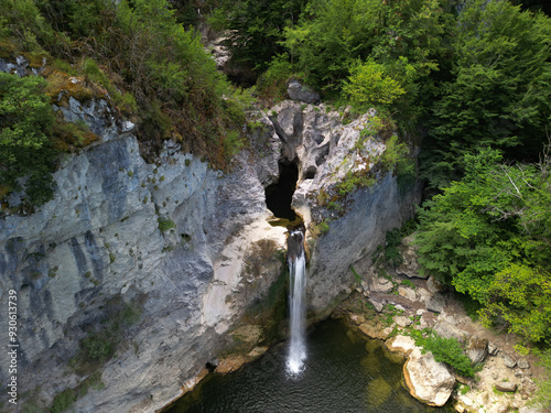 A drone view of Ilıca Waterfall in Pinarbasi, Kastamonu, Turkey
 photo