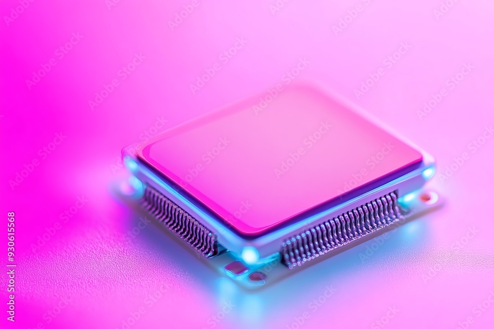 Vibrant image of a pink microchip on a pastel background highlighting the intersection of bold color and modern technology design Vibrant image of a pink microchip on a pastel background highlighting the intersection of bold color and modern technology design