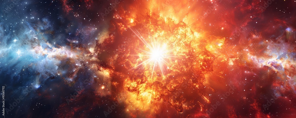 Naklejka premium Luminous supernova explosion with radiant colors, 4K hyperrealistic photo