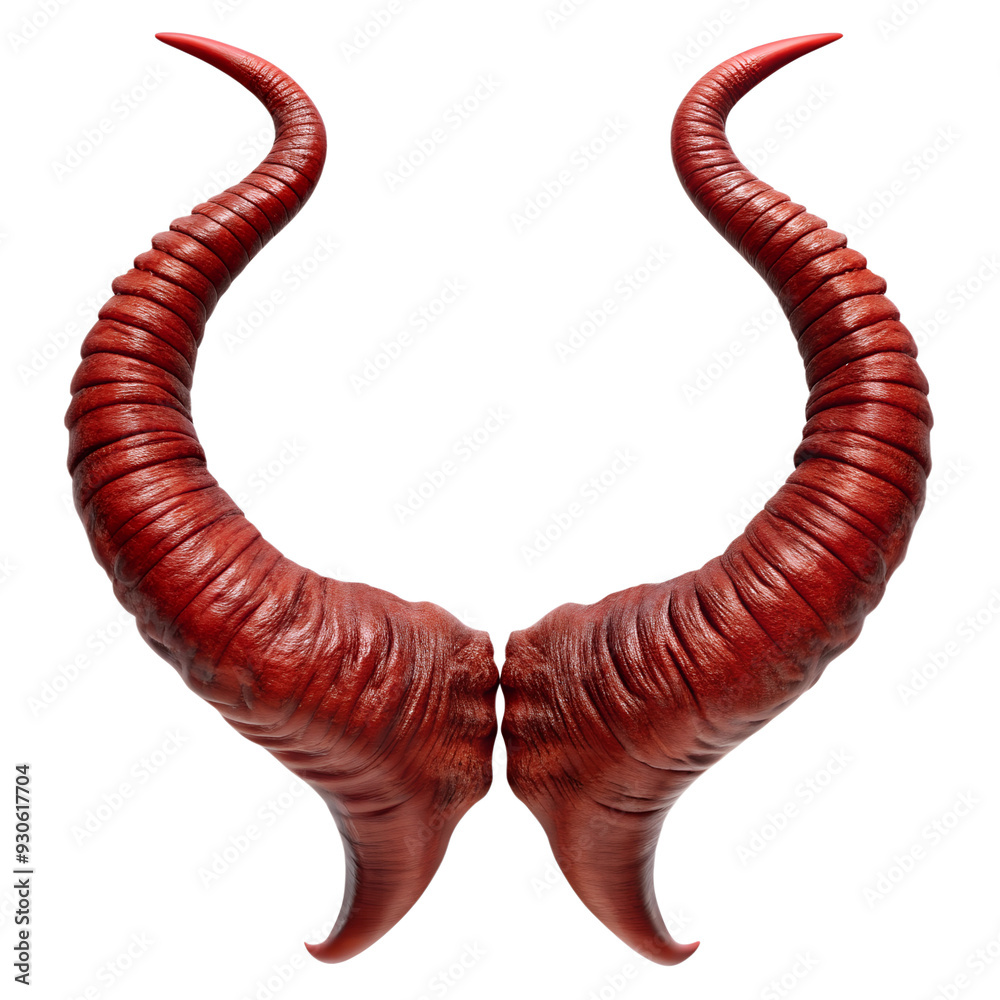 © Maestro - Red devil horns isolated on black background, transparent PNG file