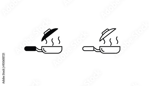 Frypan icon design with white background stock illustration