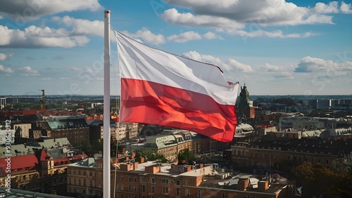 Polska Flaga na balkonie photo