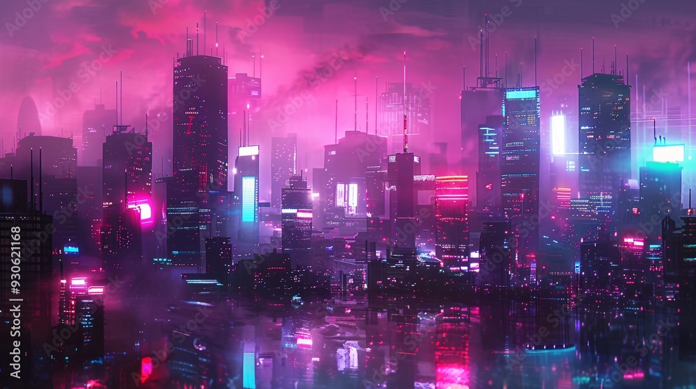 Futuristic Cityscape with Neon Lights Futuristic Cityscape with Neon Lights