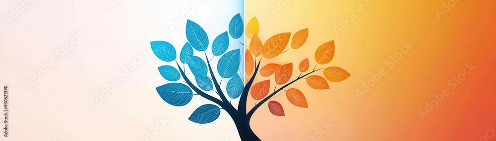 Fototapeta premium Abstract tree with branches as timeline phases, symbolizing growth and expansion of the campaign, organic and vibrant