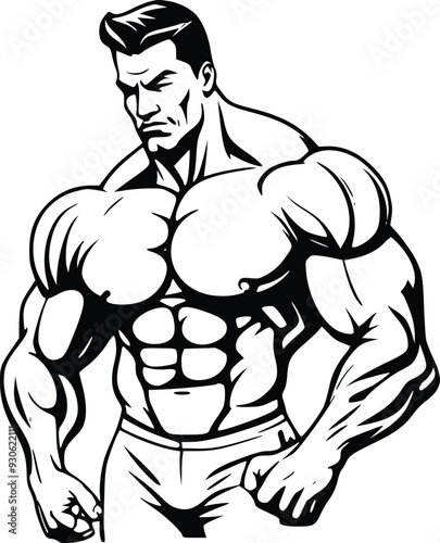 bodybuilder training his muscles vector