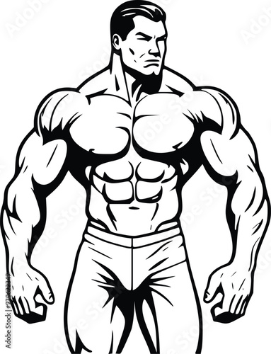 bodybuilder training his muscles