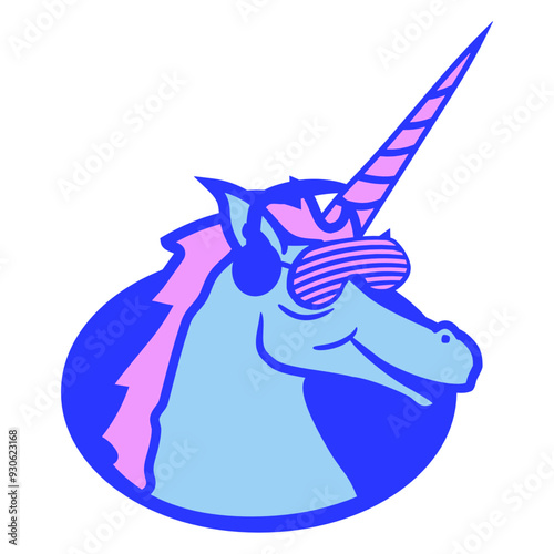 Music DJ Unicorn Horse Horn Hole Ground Animal Mystical Creature Fairy Tales Headphone Sunglasses Party Night Dancing Clubber Raver Comic Humor Cartoon Cool Fun Sound Disco Club Festival Concert Lover