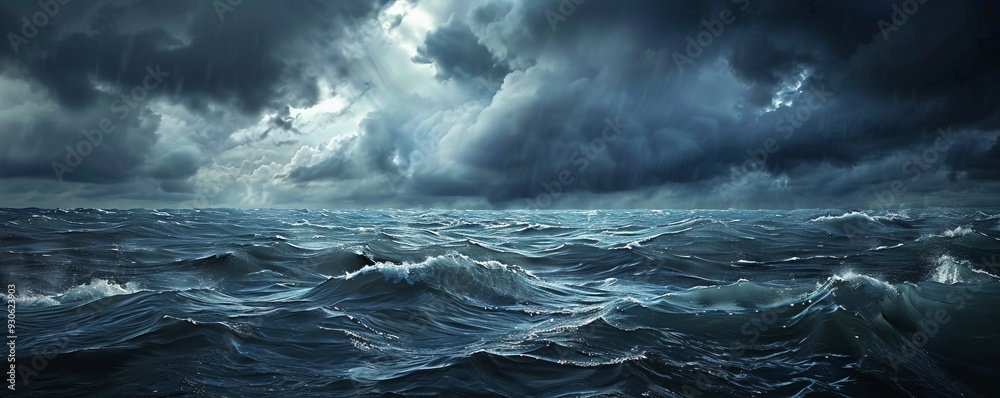 Stormy sea with dark clouds, 4K hyperrealistic photo Stormy sea with dark clouds, 4K hyperrealistic photo