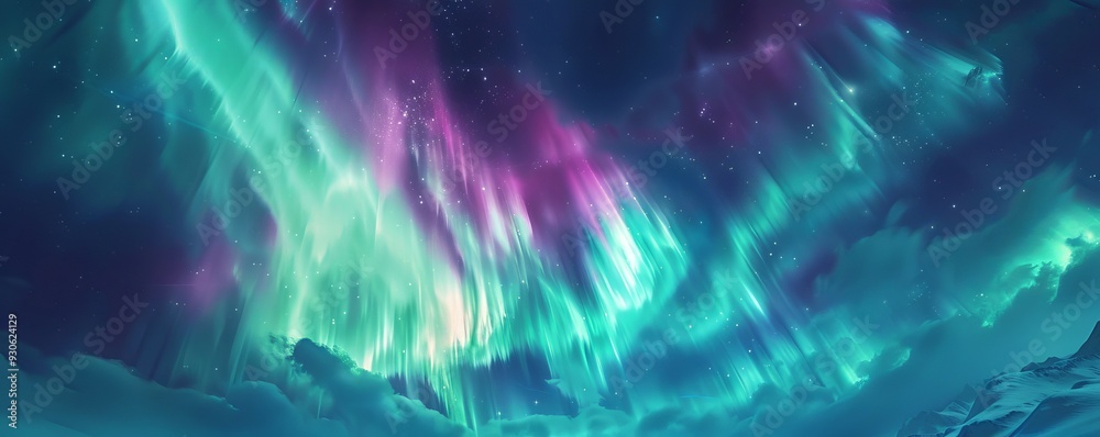 Vibrant aurora borealis dancing across the night sky, 4K hyperrealistic photo Vibrant aurora borealis dancing across the night sky, 4K hyperrealistic photo