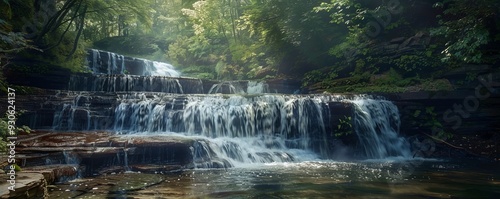 Visiting a serene waterfall in the wilderness, 4K hyperrealistic photo