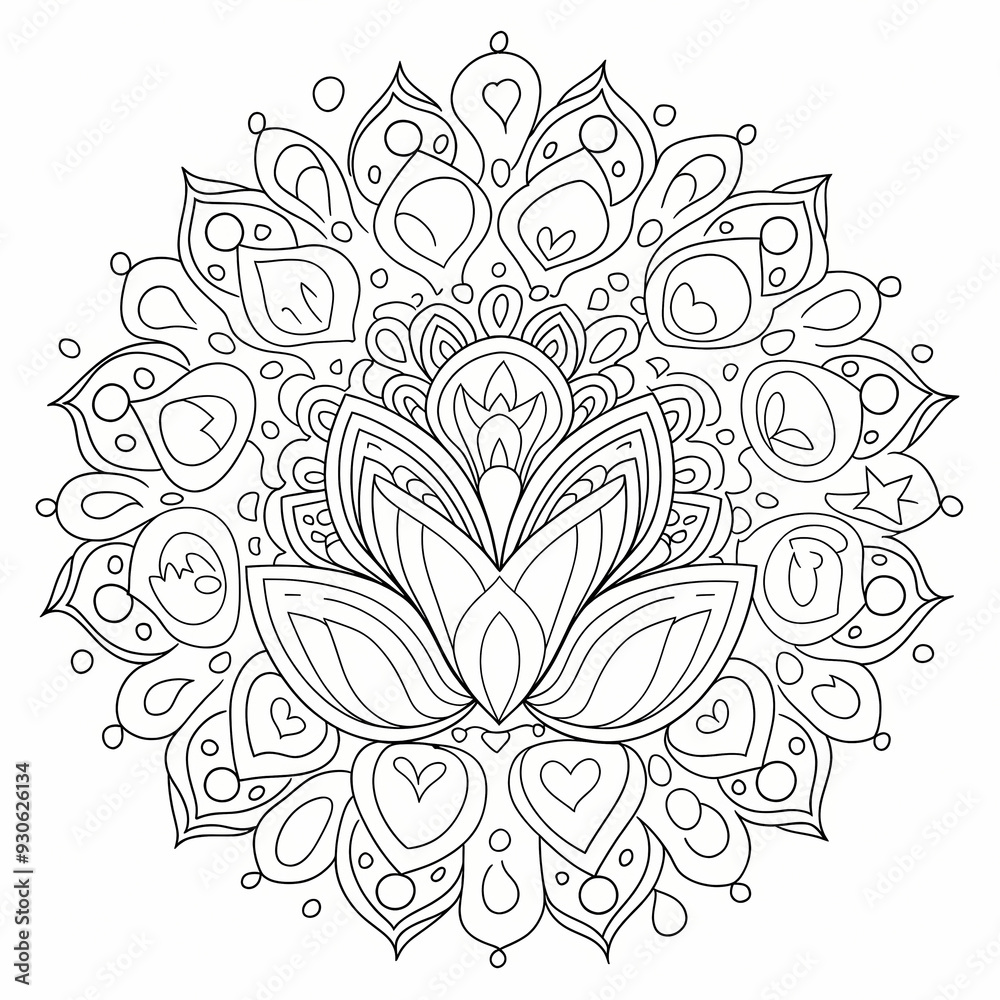 Fototapeta premium mandala floral pattern isolated on white background, abstract floral background