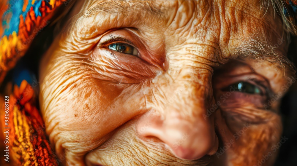 Close-up portrait of an elderly person with a warm smile, capturing the character and wisdom in their wrinkles and eyes. The photo highlights the beauty and dignity of aging Close-up portrait of an elderly person with a warm smile, capturing the character and wisdom in their wrinkles and eyes. The photo highlights the beauty and dignity of aging