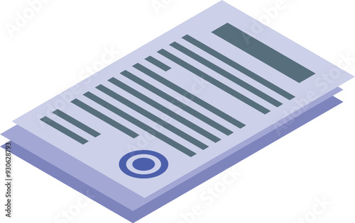 Isometric stack of important documents with a stamp on it representing bureaucracy