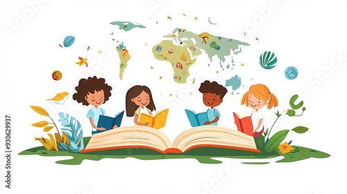 International Literacy Day, focusing on education with a vector illustration celebrating World Literacy Day.  photo