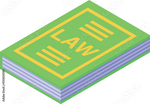 Green law book representing the legal system and justice, concept for legal advice and law enforcement