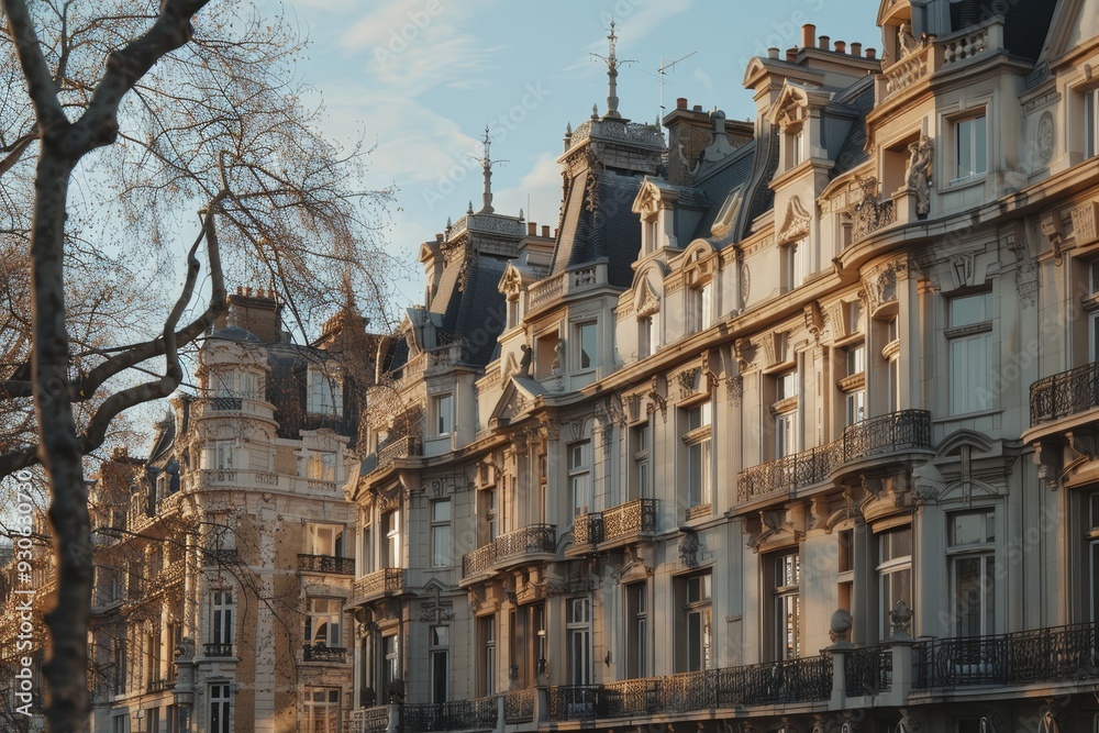 Fototapeta premium Architectural Showcase Featuring Modern and Historical Buildings.