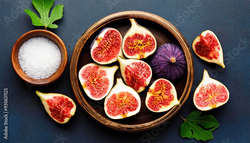 Figs on a plate top view