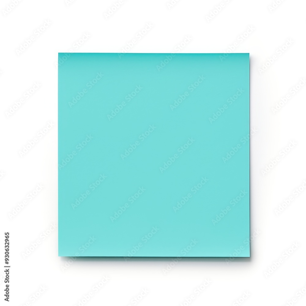 Bright Cyan Post-it Note Isolated on a Clean Background Surface Bright Cyan Post-it Note Isolated on a Clean Background Surface
