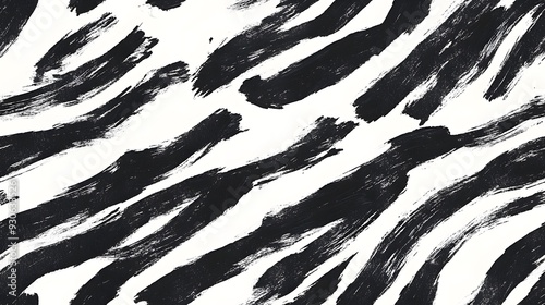 A zebra print background with black and white brush strokes