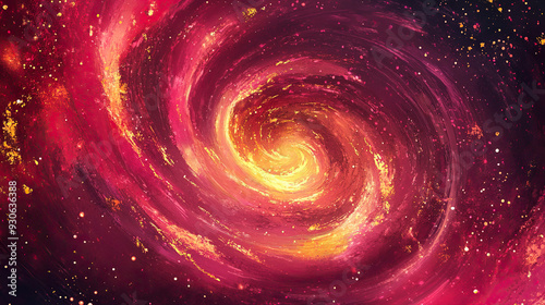 Swirling galaxy in red and pink shades