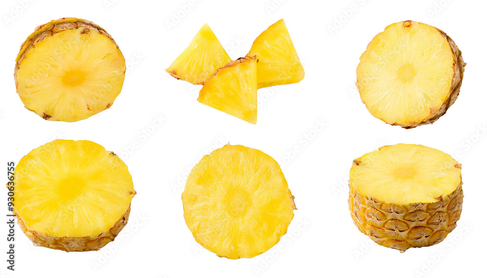 Set von Ananas und Ananas stücken isoliert Hintergrund, Freisteller, Transparent Set von Ananas und Ananas stücken isoliert Hintergrund, Freisteller, Transparent