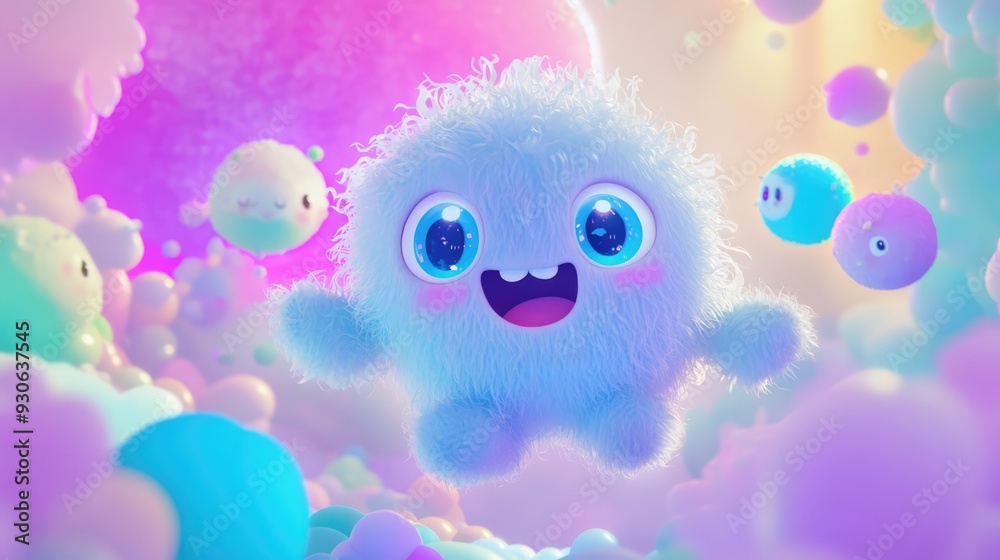 Whimsical 3D render of a whimsical cartoon character in a magical setting Whimsical 3D render of a whimsical cartoon character in a magical setting