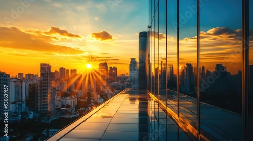 Urban cityscape architecture scene with dramatic lighting