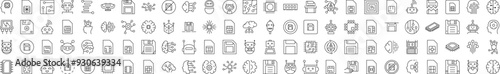 Technology Simple Linear Illustration of Technology. Contains Icons of Brain, Chip, Robot, Artificial Intelligence that Can Be Used for Design of Cards, Posts, Apps, Web Sites