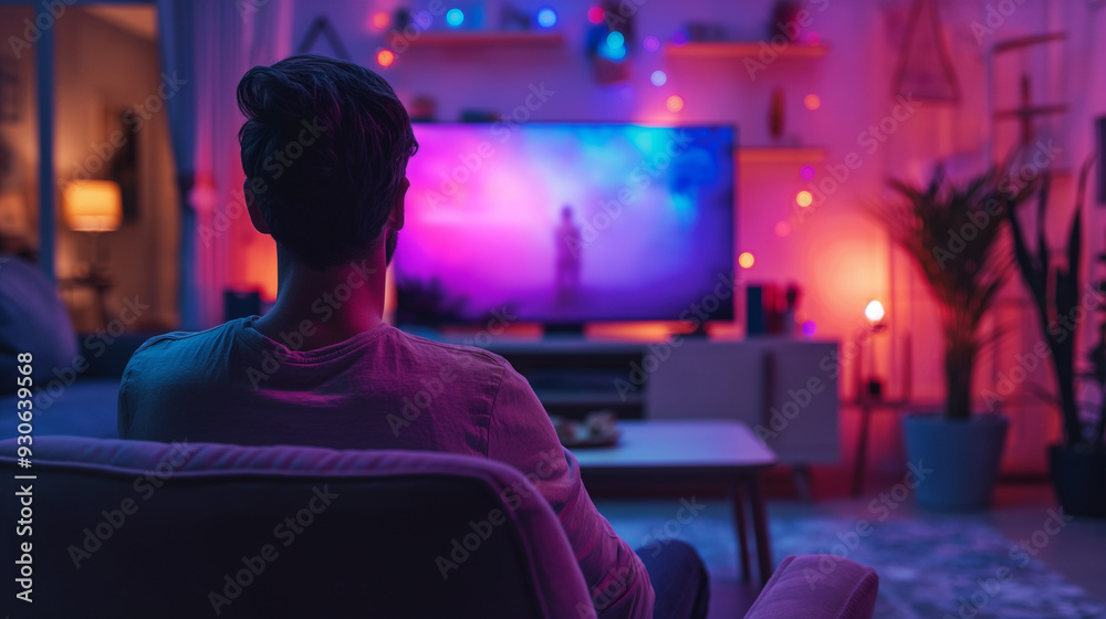 the alone man watching the tv