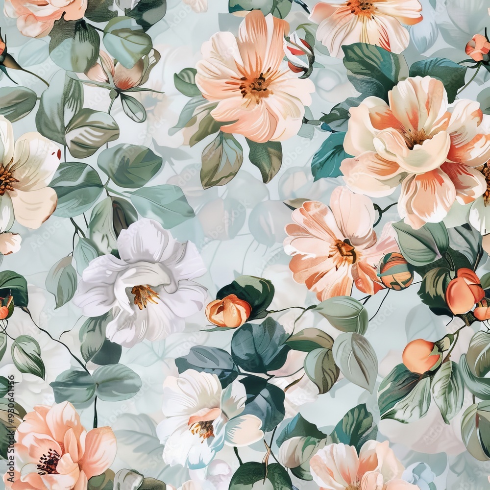 custom made wallpaper toronto digitalCustom Size Fabric Wall Backdrop with Floral Patterns in Pastel Colors