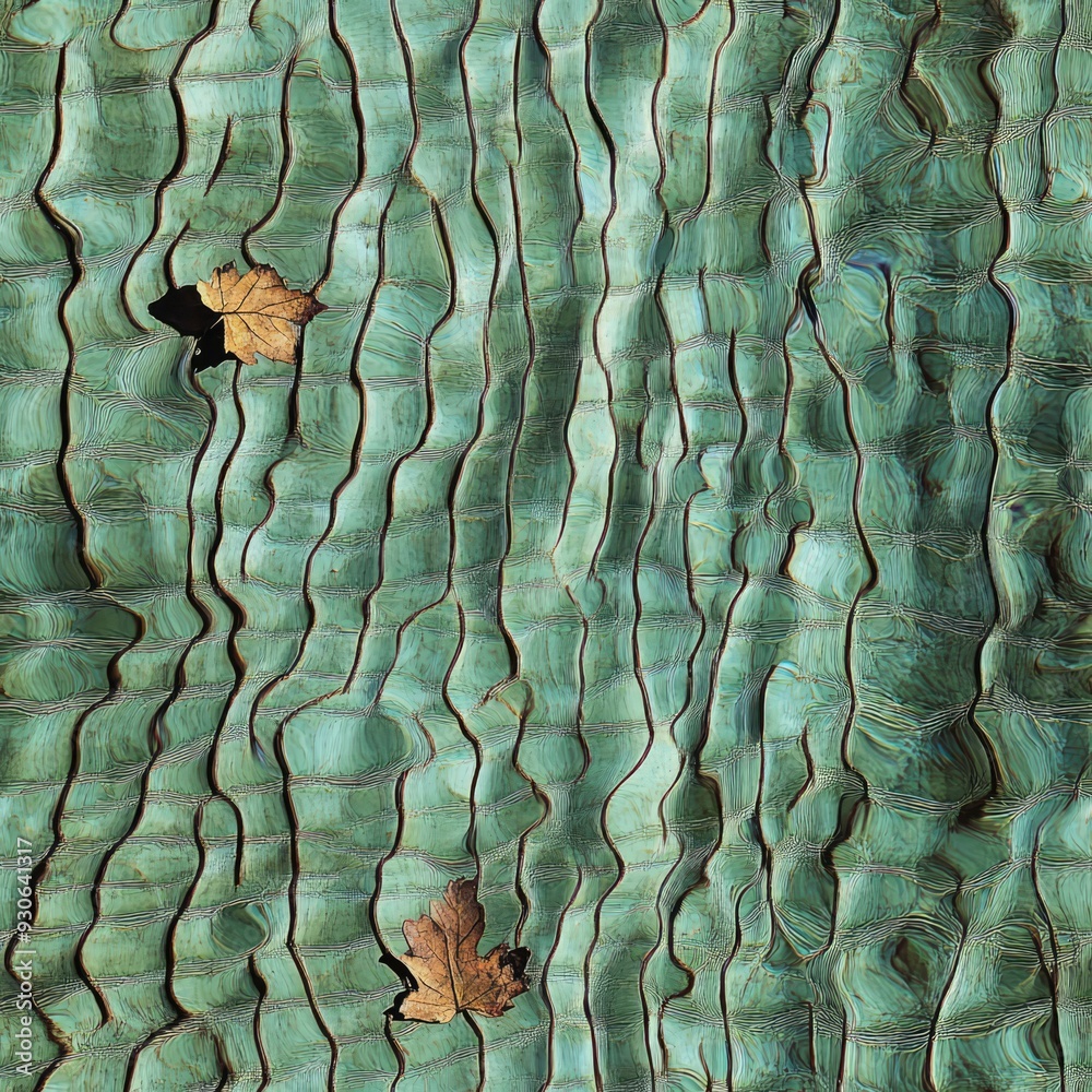 Obraz premium Close-up of natural textures, leaf patterns, wood grain, water ripples