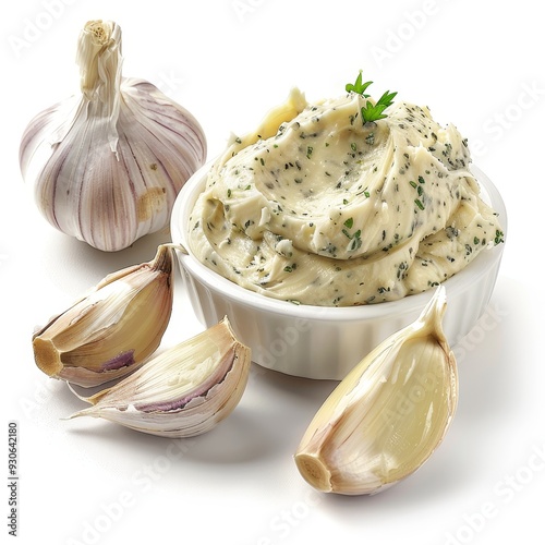 Delicious Garlic Butter Spread in a Perfectly Isolated View.