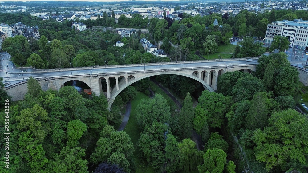 Obraz premium drone photo Adolphe bridge Luxembourg europe