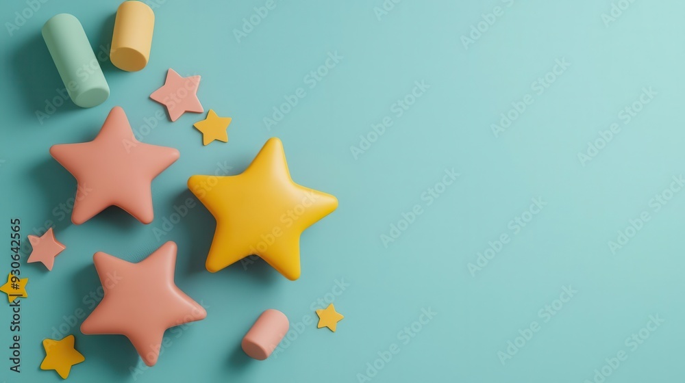 App rating with thumbs up and stars, user decision, 3D illustration App rating with thumbs up and stars, user decision, 3D illustration