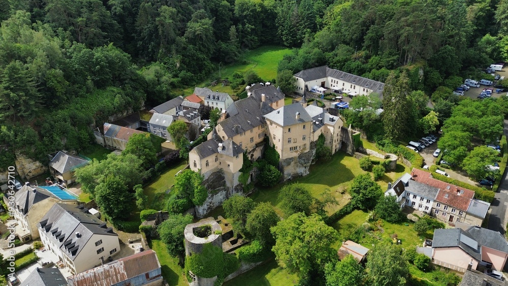 drone photo Bourglinster castle Luxembourg europe drone photo Bourglinster castle Luxembourg europe
