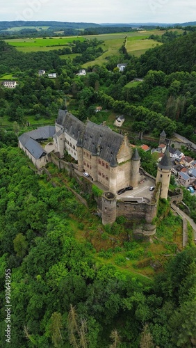 drone photo vianden castle luxembourg europe