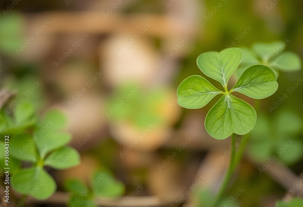 Green clover leaves with blurred background