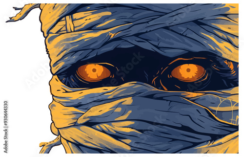 Mummy with a spooky face. Vector flat isolated.