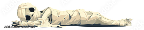 Mummy wrapped in bandages. Vector flat isolated.