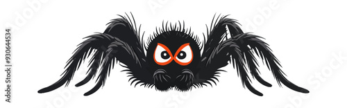 Spider with a spooky face on a white background. Vector flat isolated.