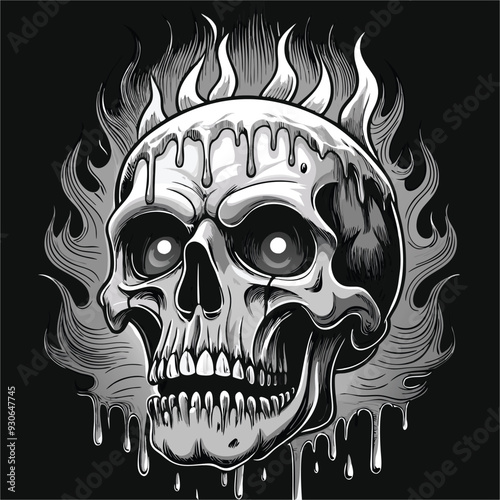 A black and white drawing of a skull with a black nose and a white skull. generative Ai 