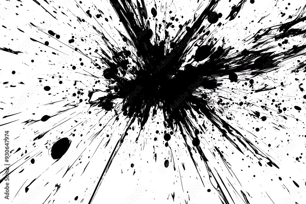 Abstract Ink Splash Art - Dynamic Black Ink Explosion on White Canvas,painted Grunge badge brush Abstract Ink Splash Art - Dynamic Black Ink Explosion on White Canvas,painted Grunge badge brush
