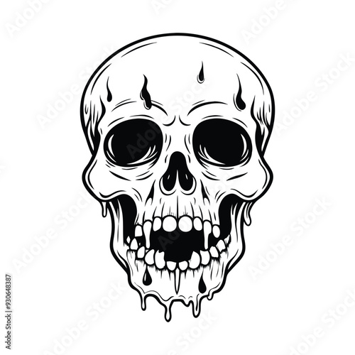 A black and white drawing of a skull with a black nose and a white skull. generative Ai 