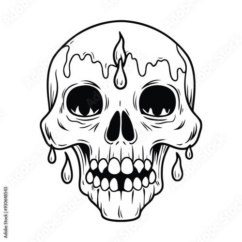 A black and white drawing of a skull with a black nose and a white skull. generative Ai 
