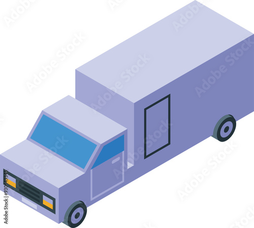 Armored truck transporting money driving on a white background