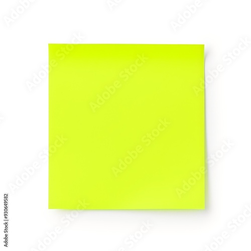 Neon Yellow Post-it Note Isolated on a Crisp White Background